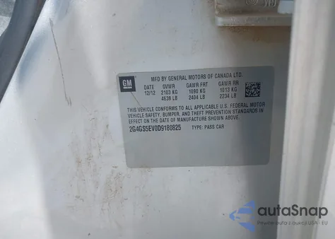 2013 Buick Regal Turbo - Premium 1 из США, поврежденный, VIN 2G4GS5EV0D9180825